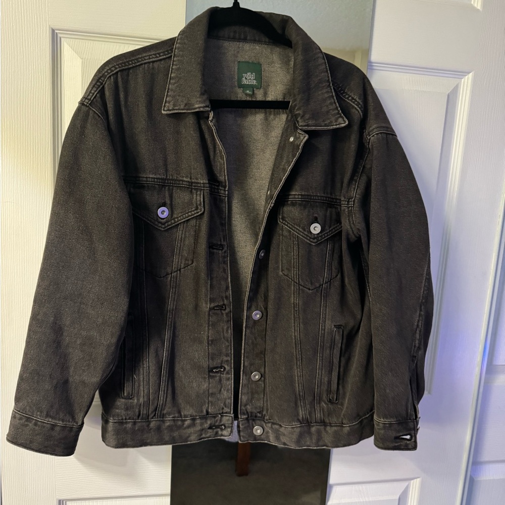 Wild Fable Charcoal Washed Black Denim Grunge Jacket